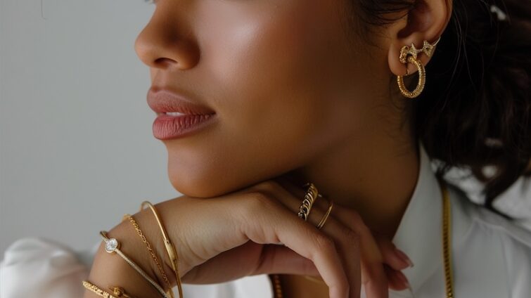 Kvinna med guldsmycken